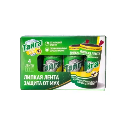Тайга липкая лента защита от мух в коробочке 4 ед 