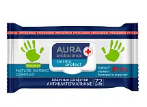 Aura влажные салфетки антибактериальные ромашка big с крышкой 72 шт