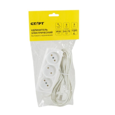Старт удлинитель сетевой S 3x3 ШВВП/Р16-010 3 розетки 3 метра 
