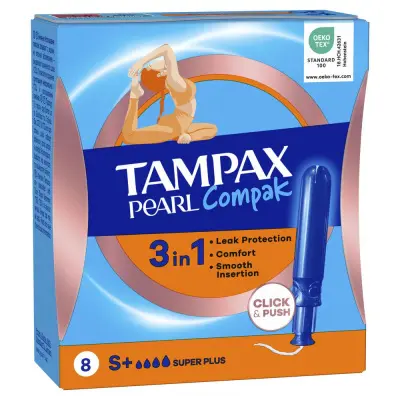 Tampax compak pearl женские гигиенические тампоны с аппликатором super plus single 8 шт 