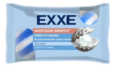 Exxe крем мыло 1+1 морской жемчуг синее полосатое 90 г 