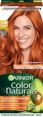 Garnier стойкая питательная крем краска для волос color naturals оттенок 7.40 пленительный медный 