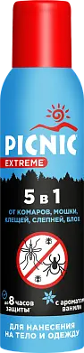 Picnic аэрозоль 5 в 1 от комаров мошек клещей слепней блох 150 мл