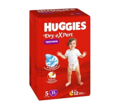 Huggies dry expert 5 xl 12-17 кг трусики подгузники 15 шт 