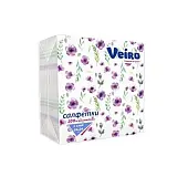 Veiro салфетки 1 слойные с рисунком анютины глазки 24*24 50 листов