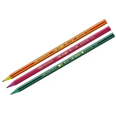 BIC Карандаш Эволюшн, пластиковый, полоски и ластик, (бл. 3шт) 