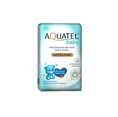 Aquatel baby крем мыло твердое хлопковое молочко 4*75 г 300 г