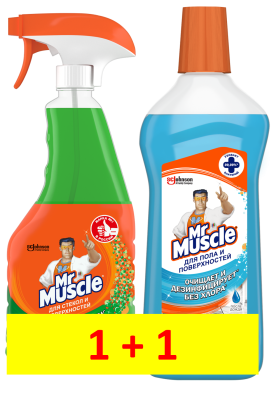 Мистер Мускул набор утренняя роса для стекол триггер 530 мл + после дождя запаска 530 мл 