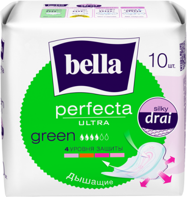Прокладки супертонкие BELLA PERFECTA ULTRA GREEN, 10шт 