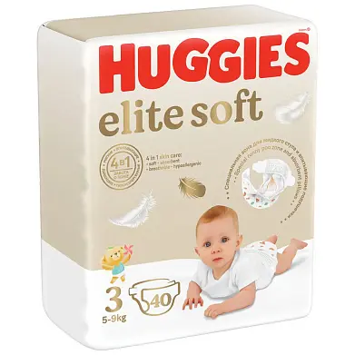 Huggies Soft подгузники 5-9 кг 3 размер 40 шт