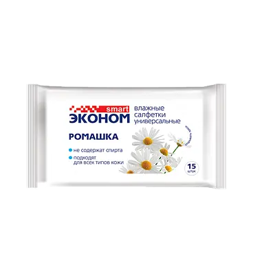 Эконом smart №15 влажные салфетки ромашка