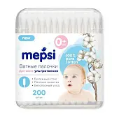 Mepsi детские ватные палочки ультратонкие 200 шт