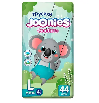 Joonies comfort+ подгузники трусики размер l 9-14 кг 44 шт