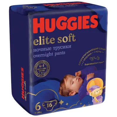 Huggies Soft подгузники трусики ночные 15-25 кг 6 размер 16 шт 