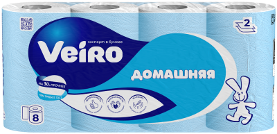 Veiro туалетная бумага домашняя 2 х слойная белая 8 шт 
