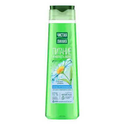 Чистая Линия шампунь восстанавливающий питание и мягкость для поврежденных волос с экстрактом ромашки 400 мл 