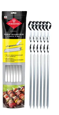 FORESTER Набор шампуров малых. (6шт), никел. сталь(12) 