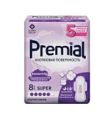 Premial прокладки женские гигиенические с крылышками super хлопковая поверхность 8 шт