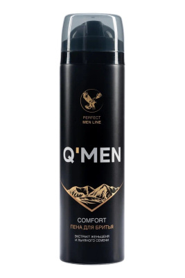 Q’men пена для бритья comfort с экстрактом женьшеня и льняного семени, 240 мл 