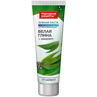 Народные рецепты зубная паста отбеливающая антибактериальная 75 мл 