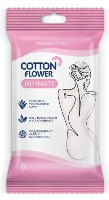 Cotton Flower влажные салфетки 15шт 