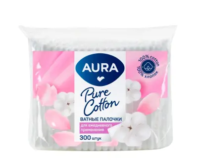 Aura ватные палочки п э пакет 300 шт new 