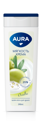Aura крем гель для душа олива флакон флиптоп 390 мл 