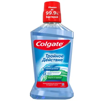Colgate тройное действие антибактериальный ополаскиватель для полости рта 500 мл 