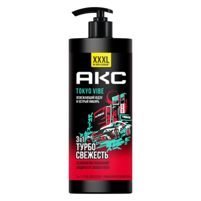 Акс гель для душа шампунь парфюмированный tokyo vibe 1000 мл 