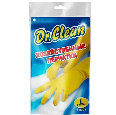 Dr Clean перчатки хозяйственные резиновые размер L