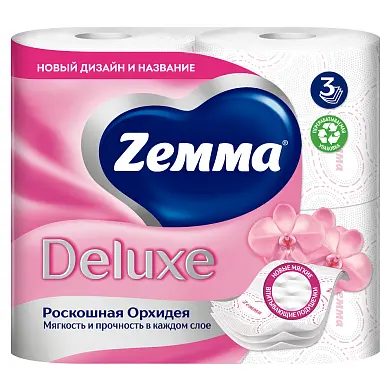 Zemma deluxe туалетная бумага роскошная орхидея 3 слоя 4 рулона
