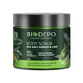 Biodepo скраб для тела натуральный с морской солью имбирем и лаймом 380 мл