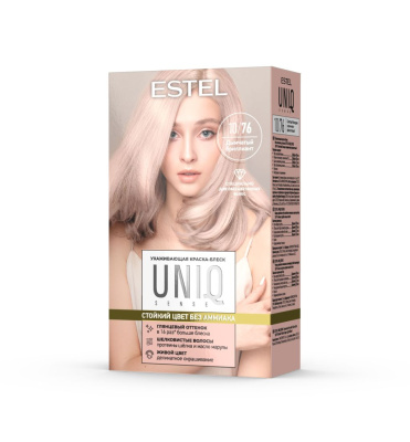 Estel uniq sense ухаживающая краска блеск без аммиака для волос 10.76 светлый блондин коричнево фиолетовый 