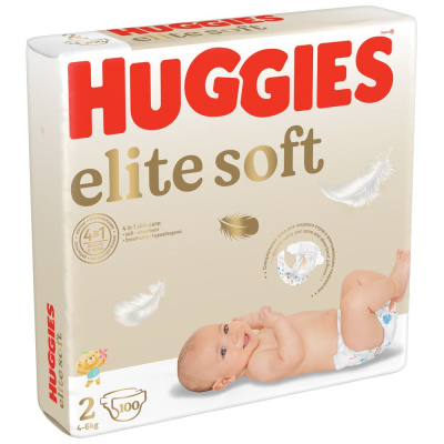 Huggies Elite Soft подгузники для новорожденных 4-6 кг 2 размер 100 шт 