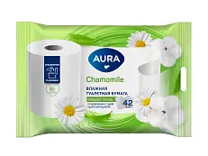 Aura набор влажная туалетная бумага 42 шт со стриплентой по 10 шт