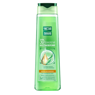 Чистая линия шампунь восстанавливающий для поврежденных волос с репейным маслом и про-кератин комплексом 400 мл 