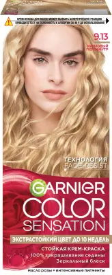 Garnier Color Sensation стойкая крем краска для волос оттенок 9.13 кремовый перламутр 
