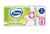 Zewa туалетная бумага deluxe 3 х слойная ромашка 8 шт