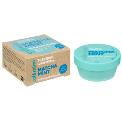 Cafe Mimi твердый шампунь для волос matcha mint балансирующий 50 г 