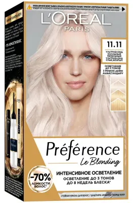 L' Preference краска для волос 11.11 ультраблонд пепельный 