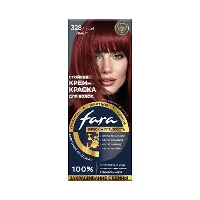 Fara nc new стойкая крем краска для волос 328/7.54 гранат