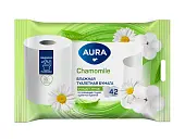 Aura набор влажная туалетная бумага 42 шт со стриплентой по 10 шт