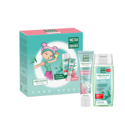 Чистая линия подарочный набор сияй bb крем 10в1+ гель для умывания 40 мл+100 мл 