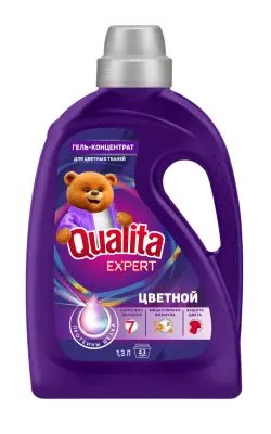Qualita Expert гель концентрат для стирки цветных тканей флакон 1300 мл 