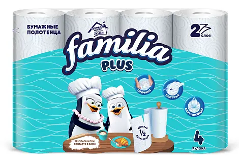 Familia бумажные полотенца белые двухслойные 4 шт