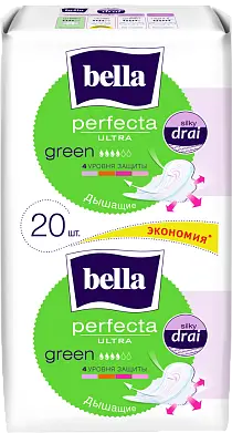 Прокладки супертонкие BELLA ULTRA GREEN, 10+10шт