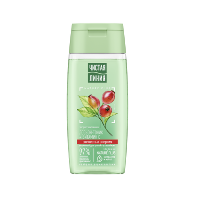 Чистая Линия лосьон тоник свежесть и энергия для тусклой и уставшей кожи с экстрактом шиповника и витамином с 100 мл 