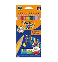 Bic цветные пласт карандаши kids evolution stripes кор 12 цветов