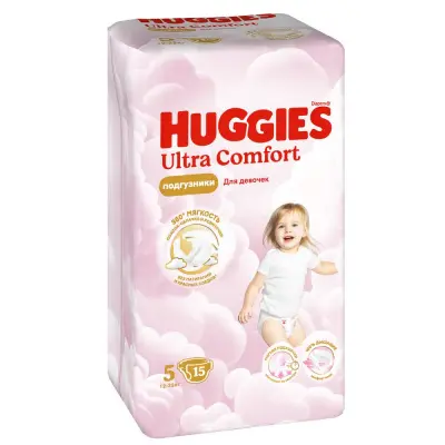 Huggies ultra comfort 5 12-22 кг подгузники 15 шт для девочек 