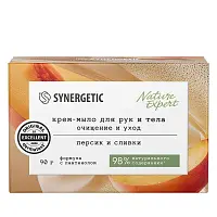 Synergetic крем мыло nature expert персик и сливки 90 г